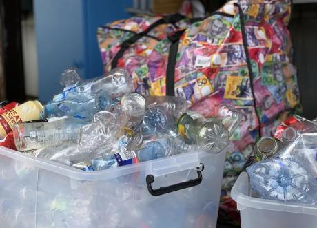 Bag and bucket of containers