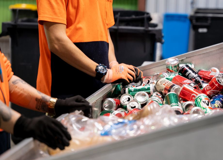 workers sorting containers